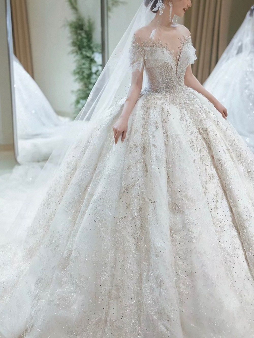 Sparkly Princess Ball Gown Wedding Dress